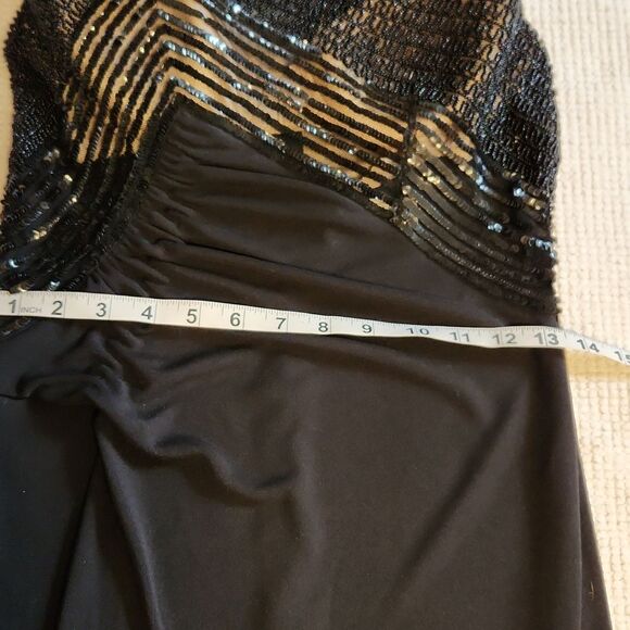 La Perla Vintage black beaded & sequined top one shoulder wrap maxi dress s 42/8 - Picture 8 of 16